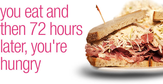 you eat and then 72 hours later, you're hungry